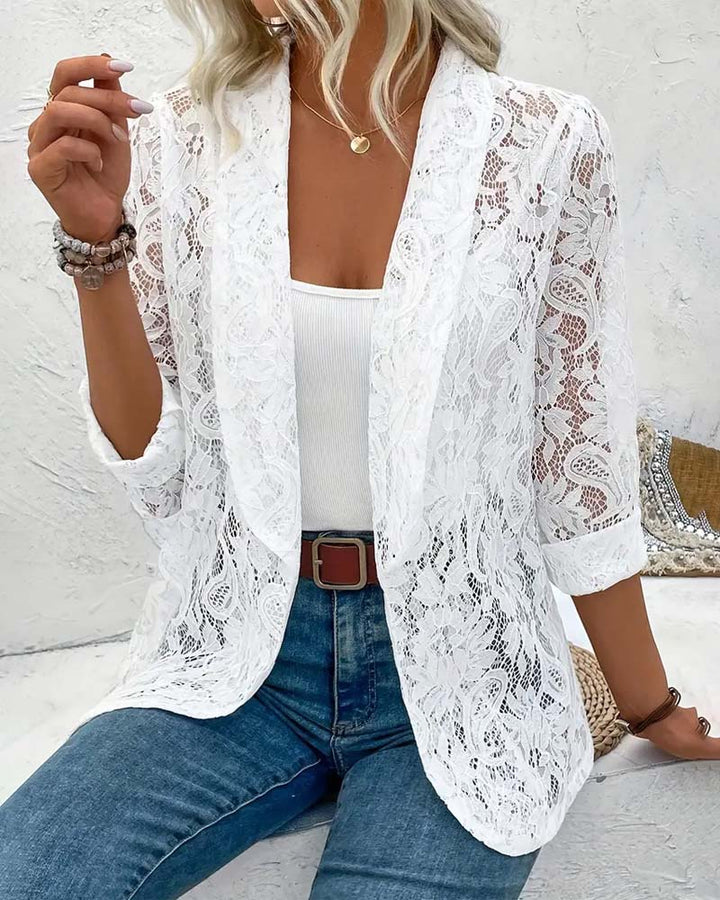 Damen Blazer Elegant mit Durchbrochenen Ärmeldetails