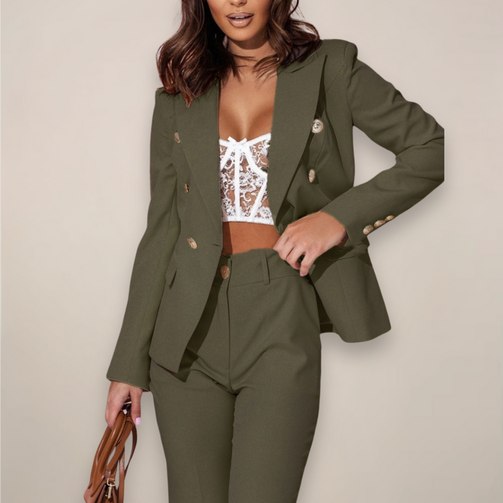 Damen Blazer Hosen-Set Tailliert Geschnitten