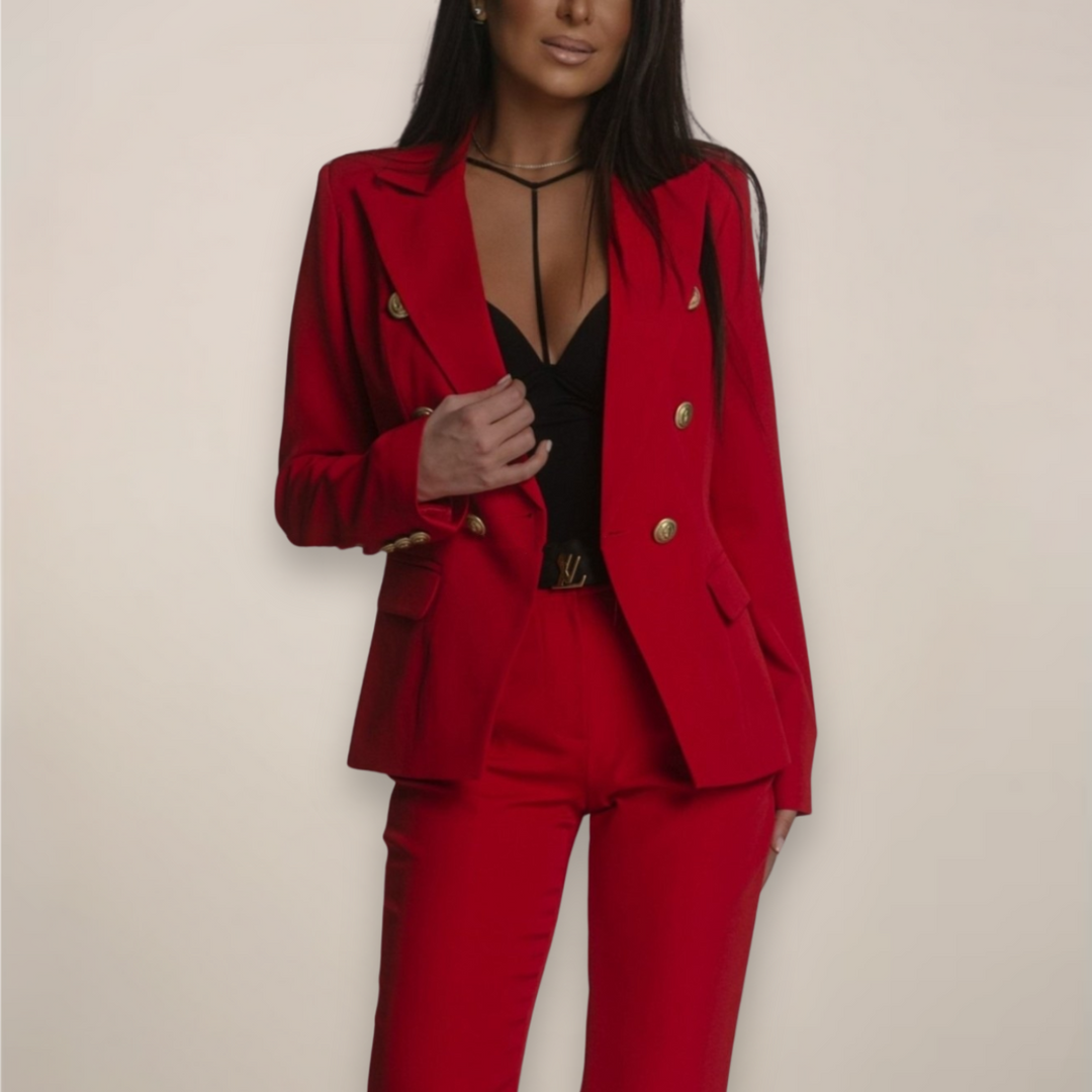 Damen Blazer Hosen-Set Tailliert Geschnitten