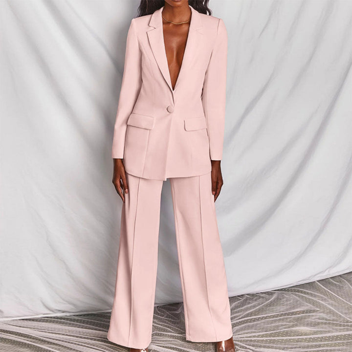 Damen Blazer Hosenanzug im Eleganten Zweiteiler