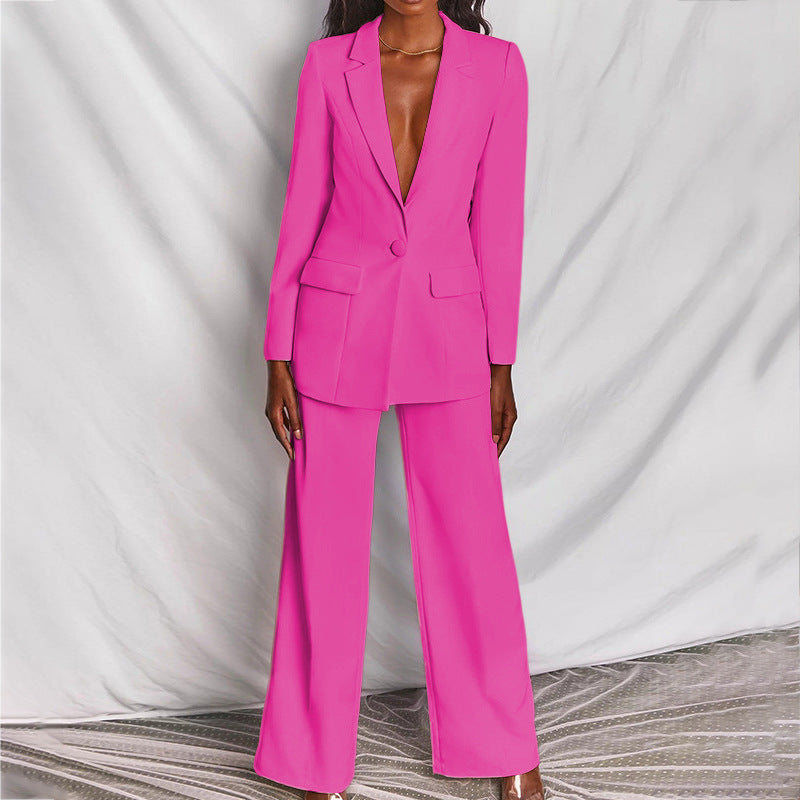 Damen Blazer Hosenanzug im Eleganten Zweiteiler