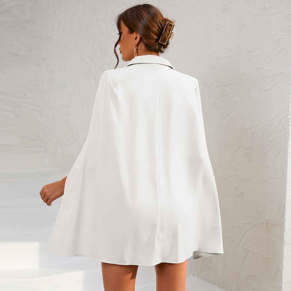 Damen Blazer-Minikleid im Cape-Stil mit Goldknöpfen