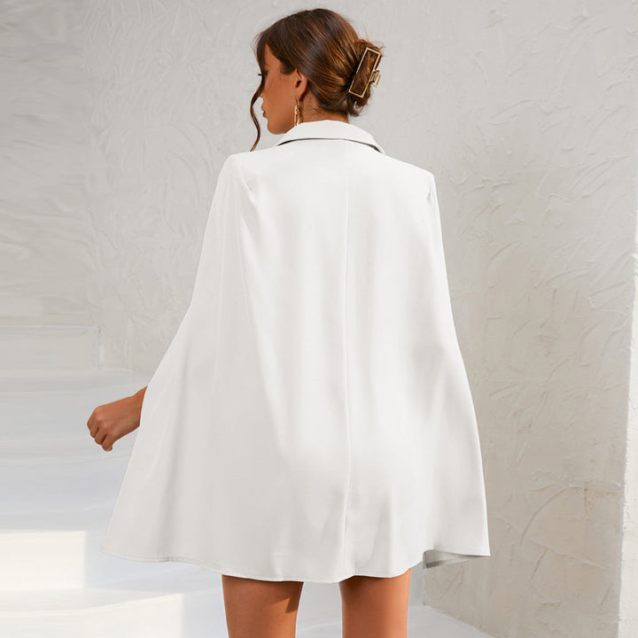 Damen Blazer-Minikleid im Cape-Stil mit Goldknöpfen