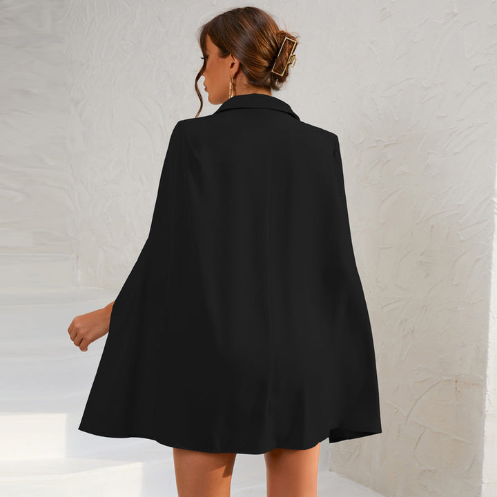 Damen Blazer-Minikleid im Cape-Stil mit Goldknöpfen
