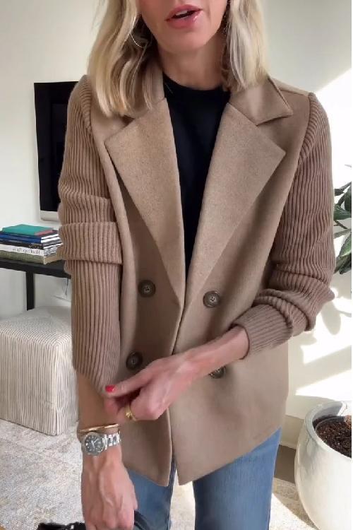 Damen Blazer mit Langen Ärmeln und Knopfleiste Vorne