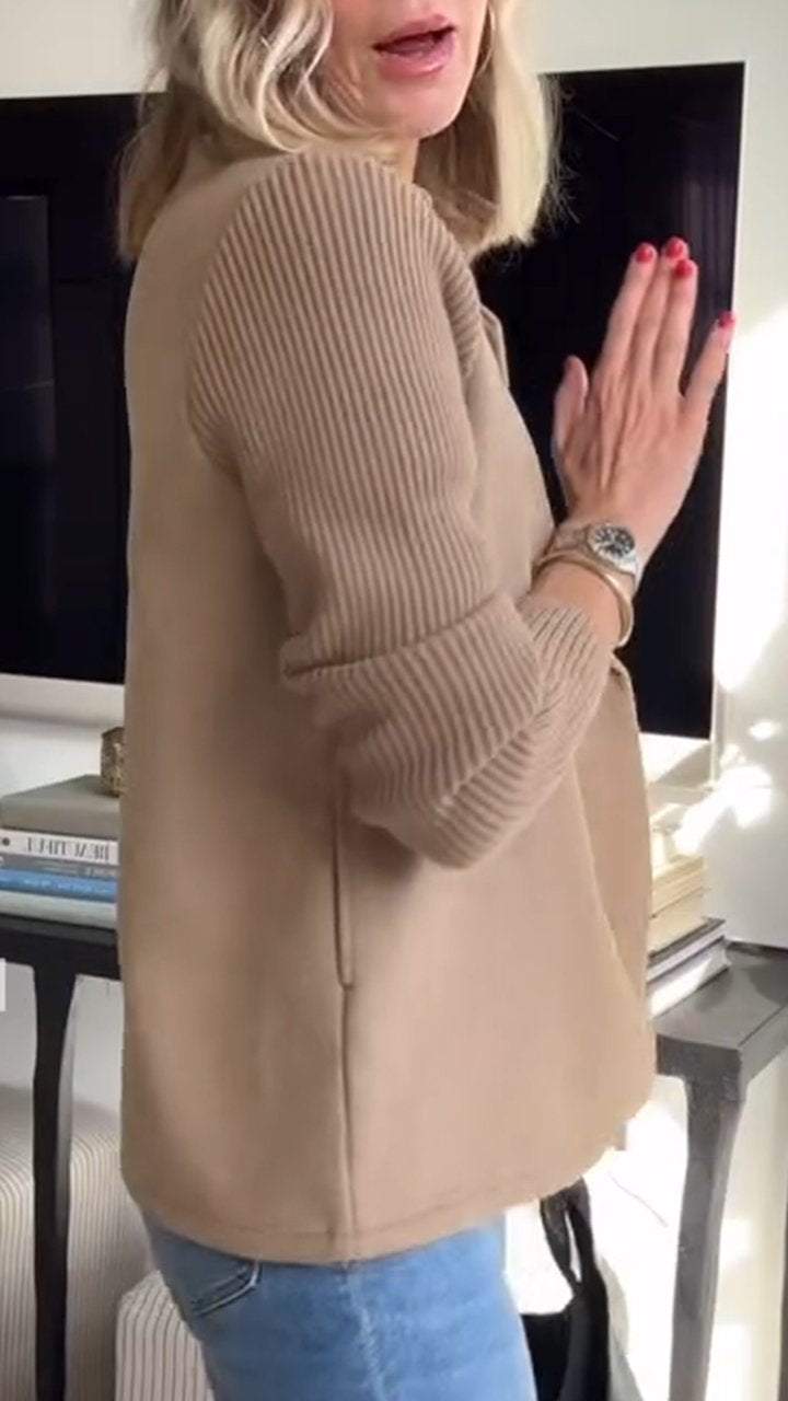 Damen Blazer mit Langen Ärmeln und Knopfleiste Vorne