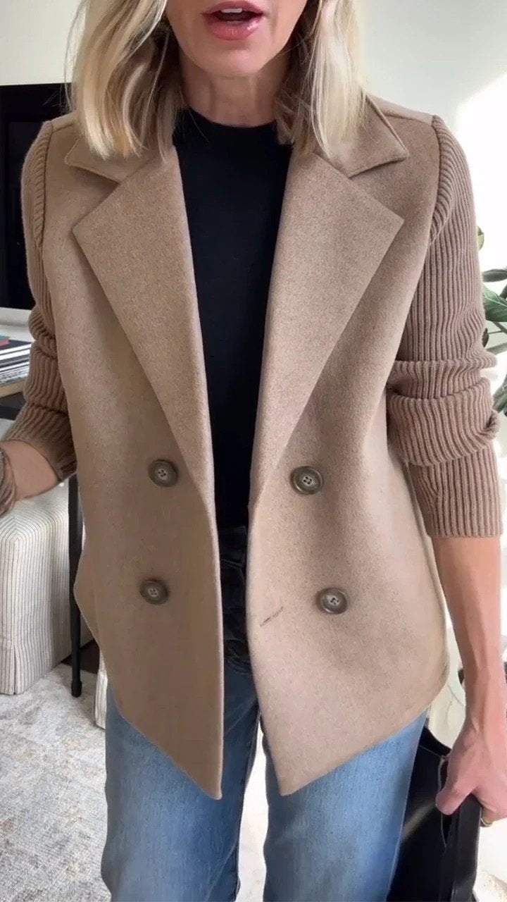 Damen Blazer mit Langen Ärmeln und Knopfleiste Vorne