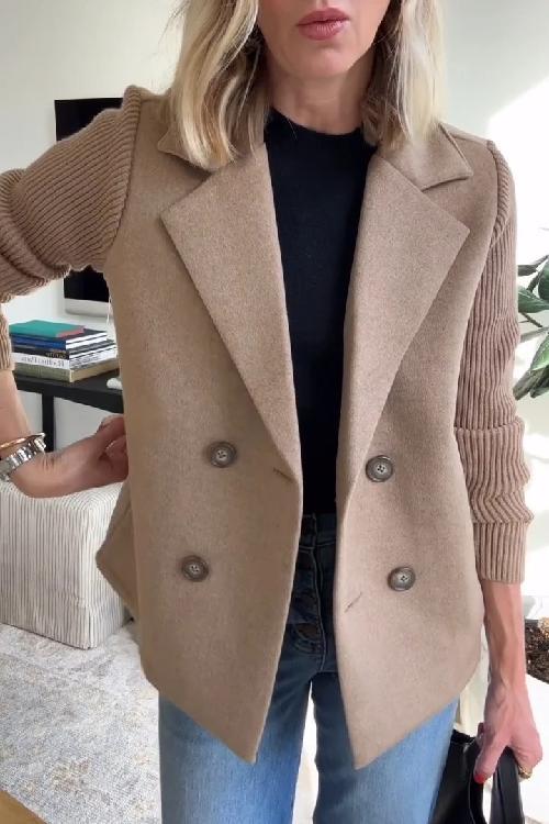 Damen Blazer mit Langen Ärmeln und Knopfleiste Vorne
