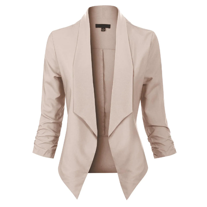 Damen Blazer Offen Geschnitten mit Langen Ärmeln