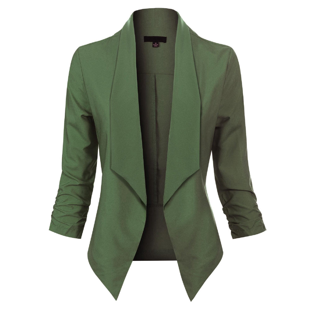 Damen Blazer Offen Geschnitten mit Langen Ärmeln