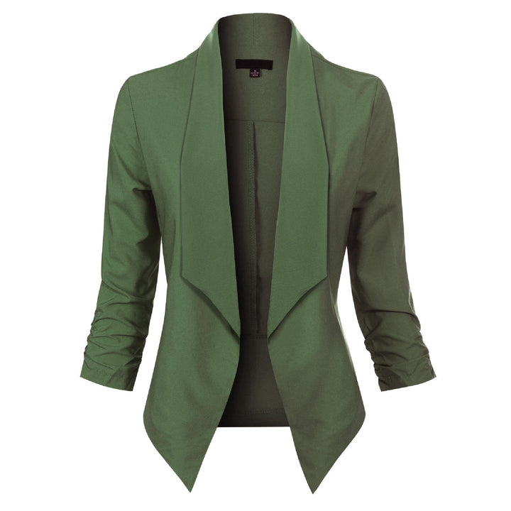 Damen Blazer Offen Geschnitten mit Langen Ärmeln