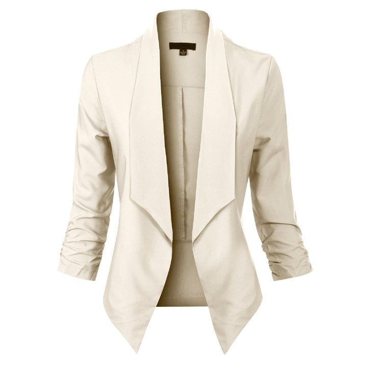 Damen Blazer Offen Geschnitten mit Langen Ärmeln