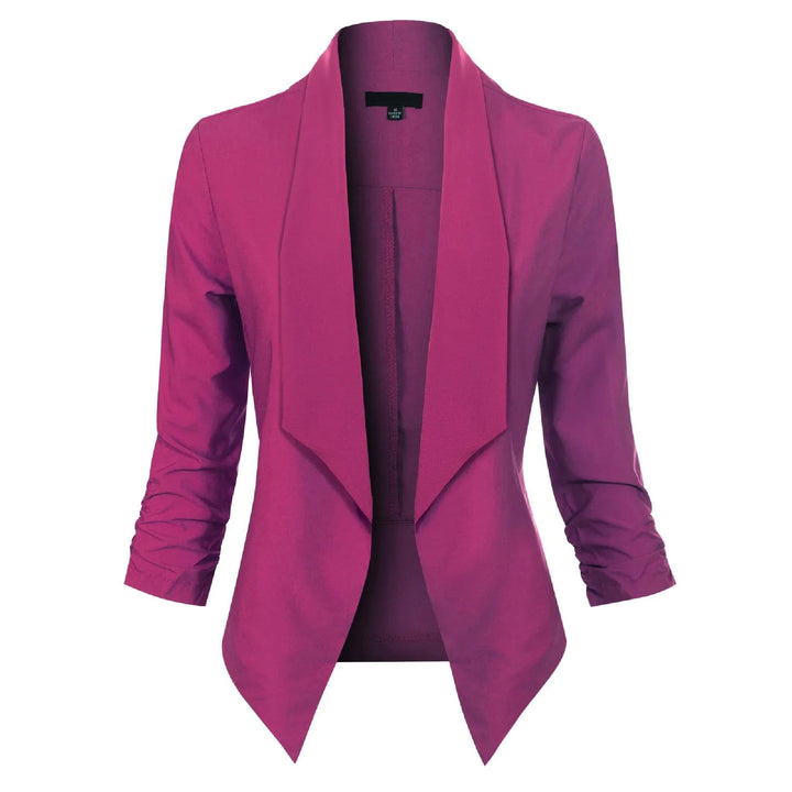 Damen Blazer Offen Geschnitten mit Langen Ärmeln