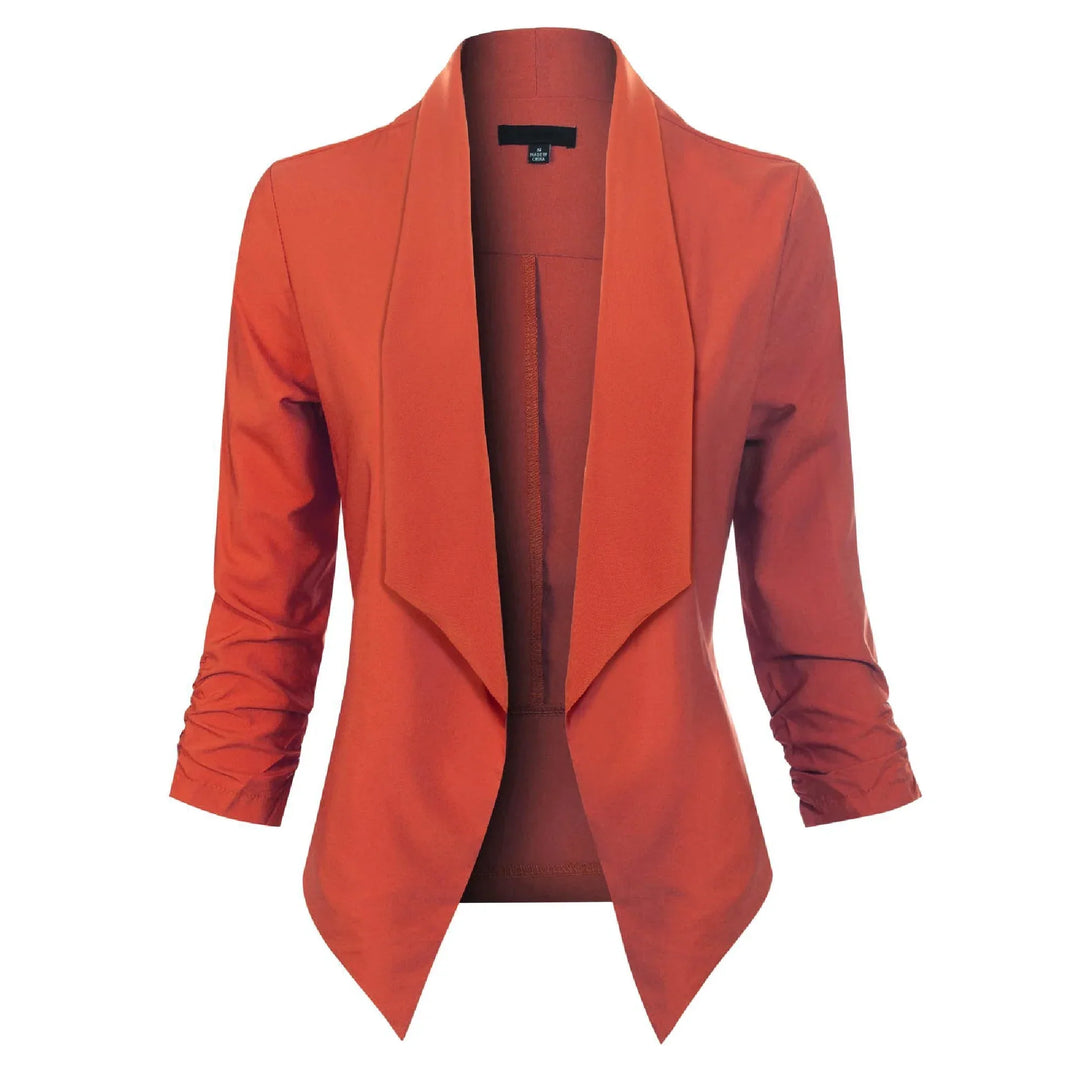 Damen Blazer Offen Geschnitten mit Langen Ärmeln