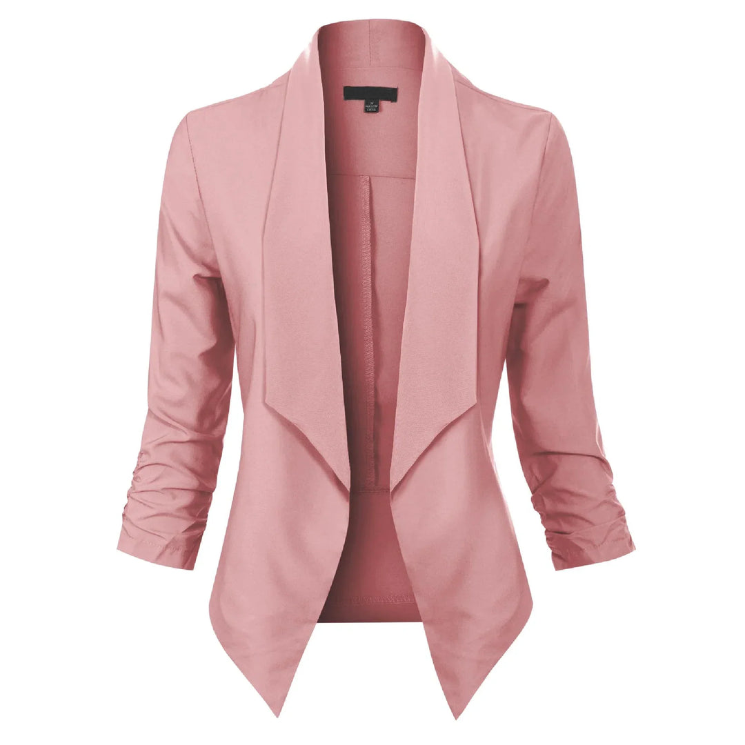 Damen Blazer Offen Geschnitten mit Langen Ärmeln