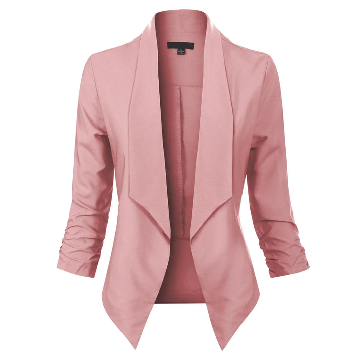 Damen Blazer Offen Geschnitten mit Langen Ärmeln
