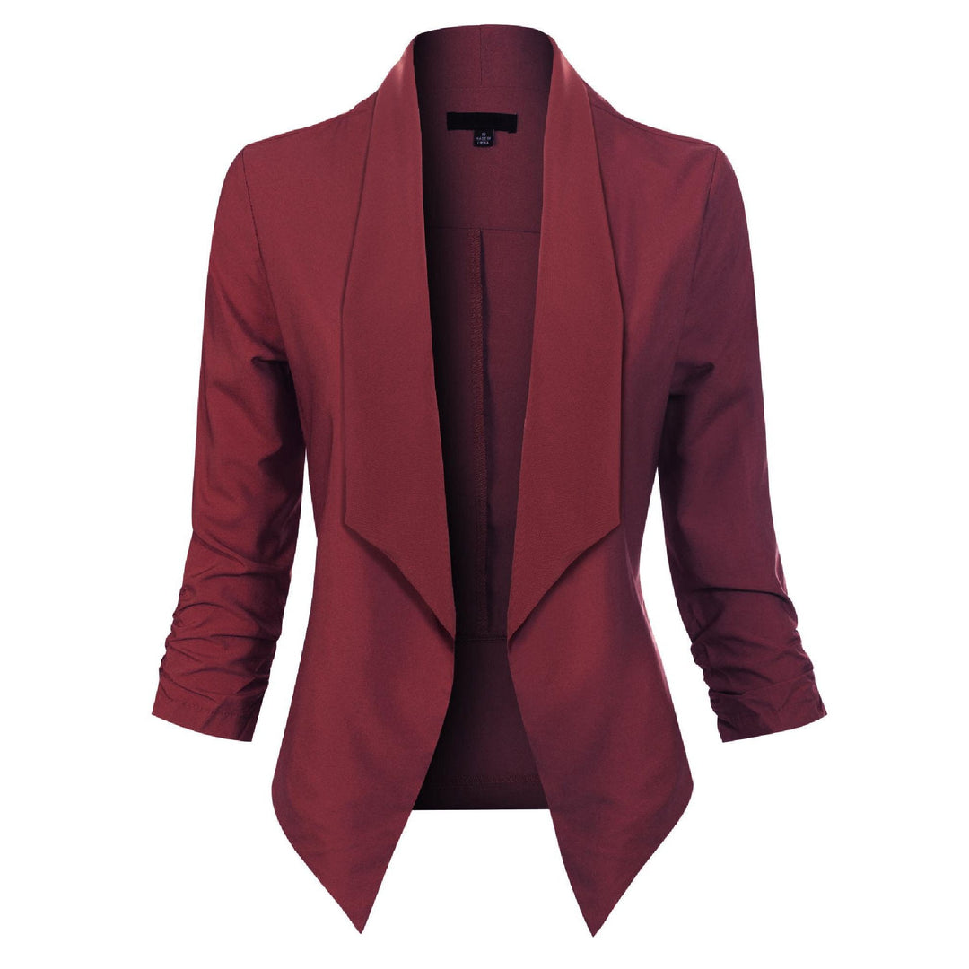 Damen Blazer Offen Geschnitten mit Langen Ärmeln