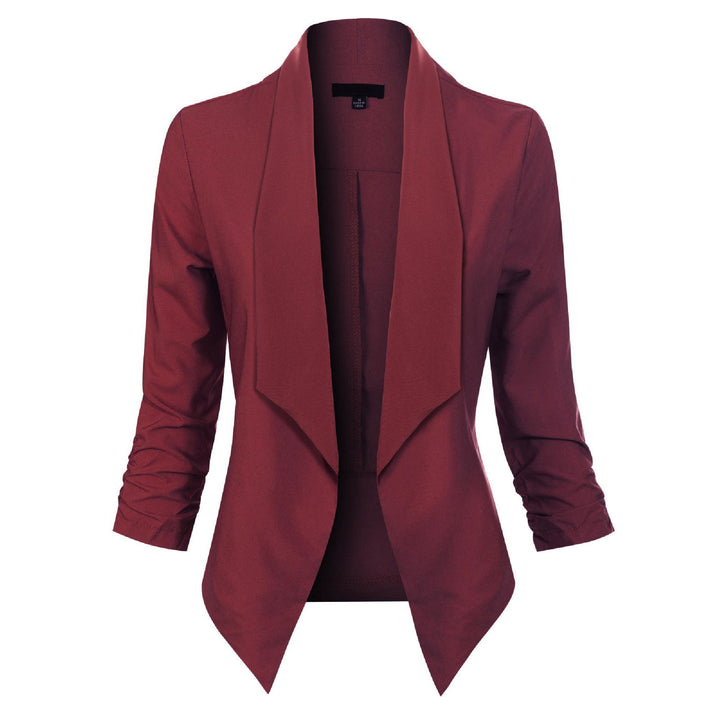 Damen Blazer Offen Geschnitten mit Langen Ärmeln