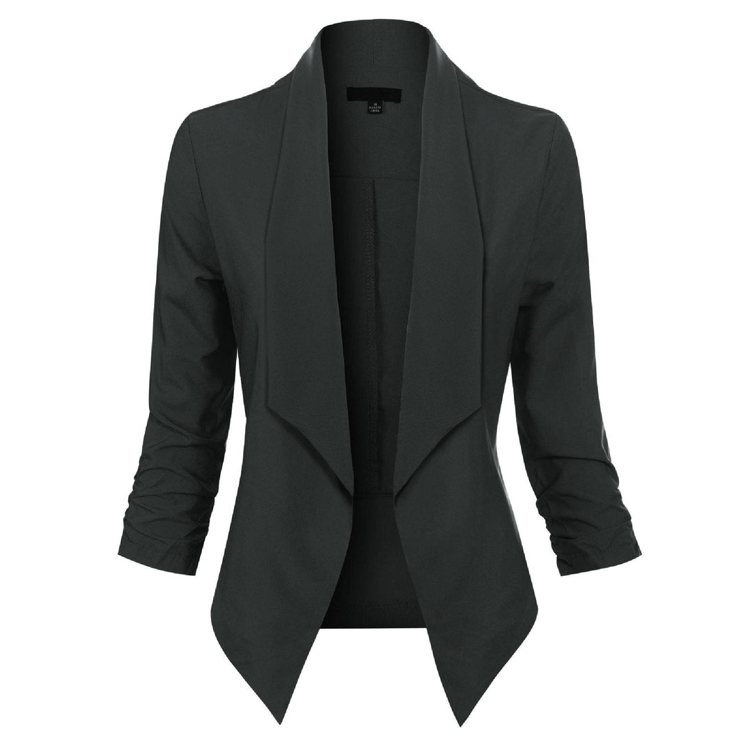 Damen Blazer Offen Geschnitten mit Langen Ärmeln