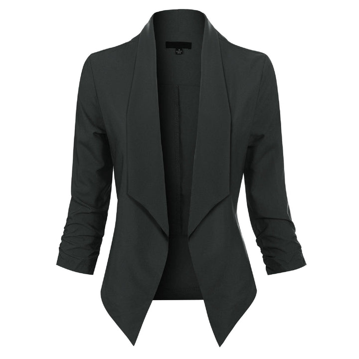 Damen Blazer Offen Geschnitten mit Langen Ärmeln