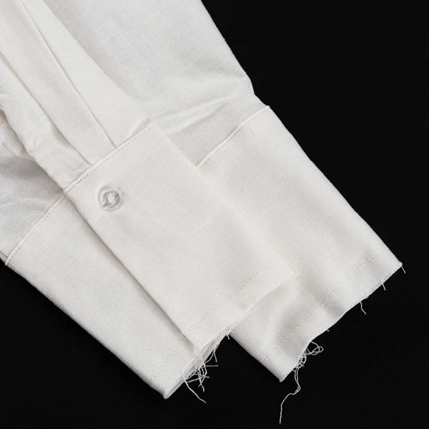 Damen Cropped Hemd-Set mit Umlegekragen Knopfverschluss und Schnürbund-Hose