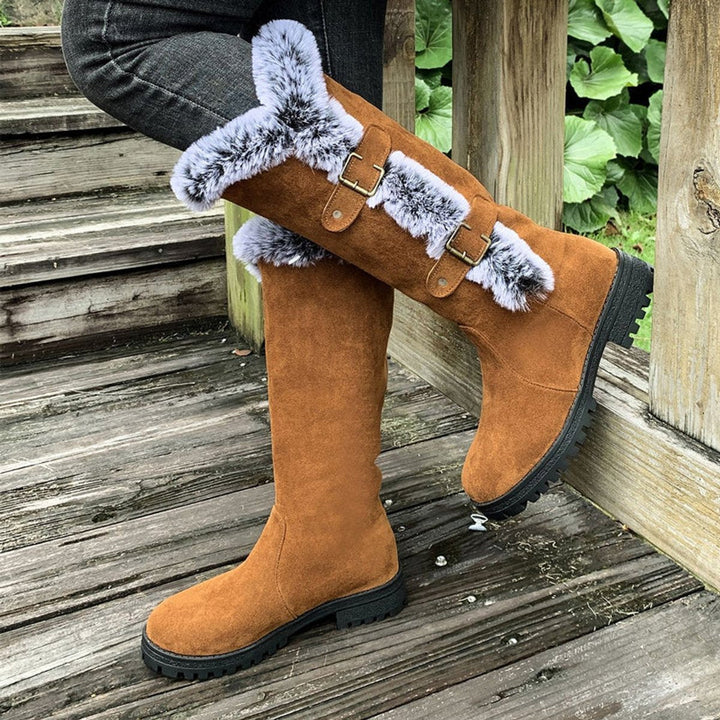 Hannah | Damen Gefütterte Kniehohe Stiefel mit Plüschbesatz