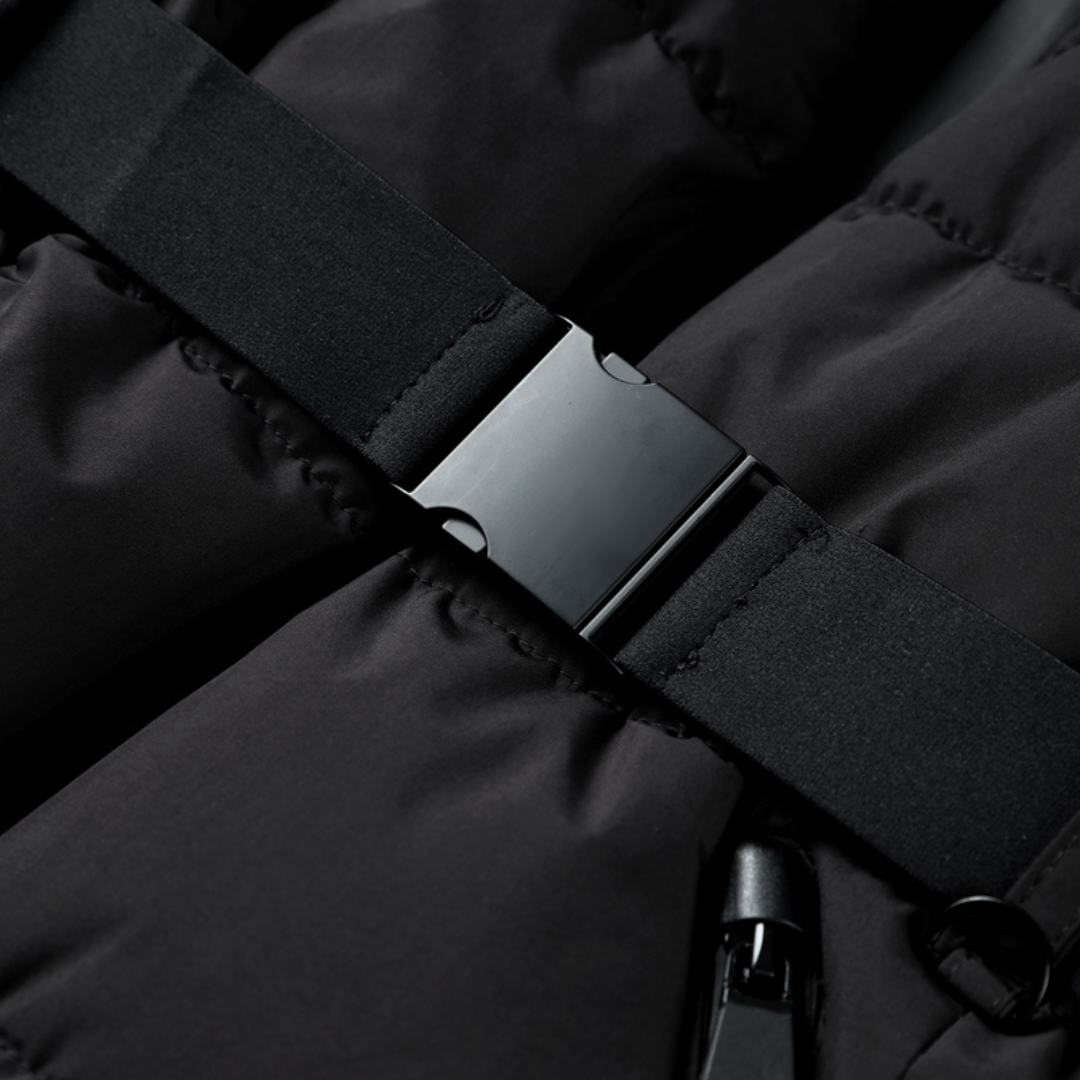 Damen Gesteppte Pufferjacke mit Gürtel Stehkragen Brusttaschen und Reißverschluss