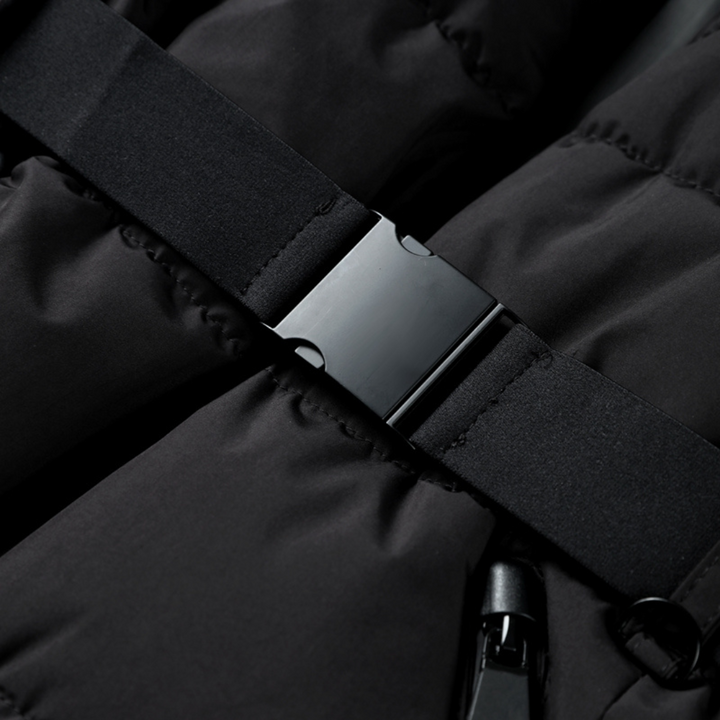 Damen Gesteppte Pufferjacke mit Gürtel Stehkragen Brusttaschen und Reißverschluss