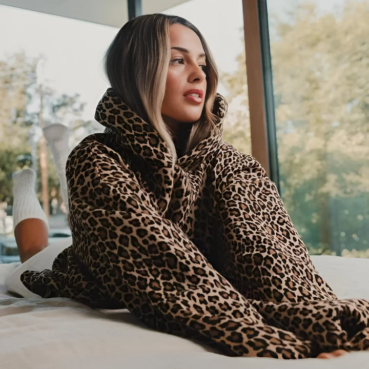 Damen Hoodie mit Leopardenmuster und Kapuze