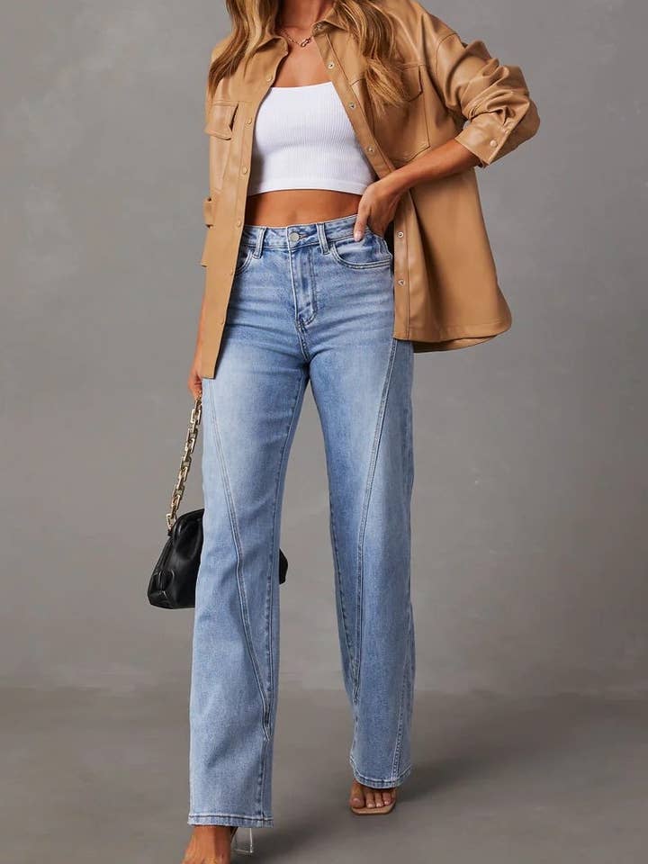 Damesbroek met hoge taille en rechte pijpen