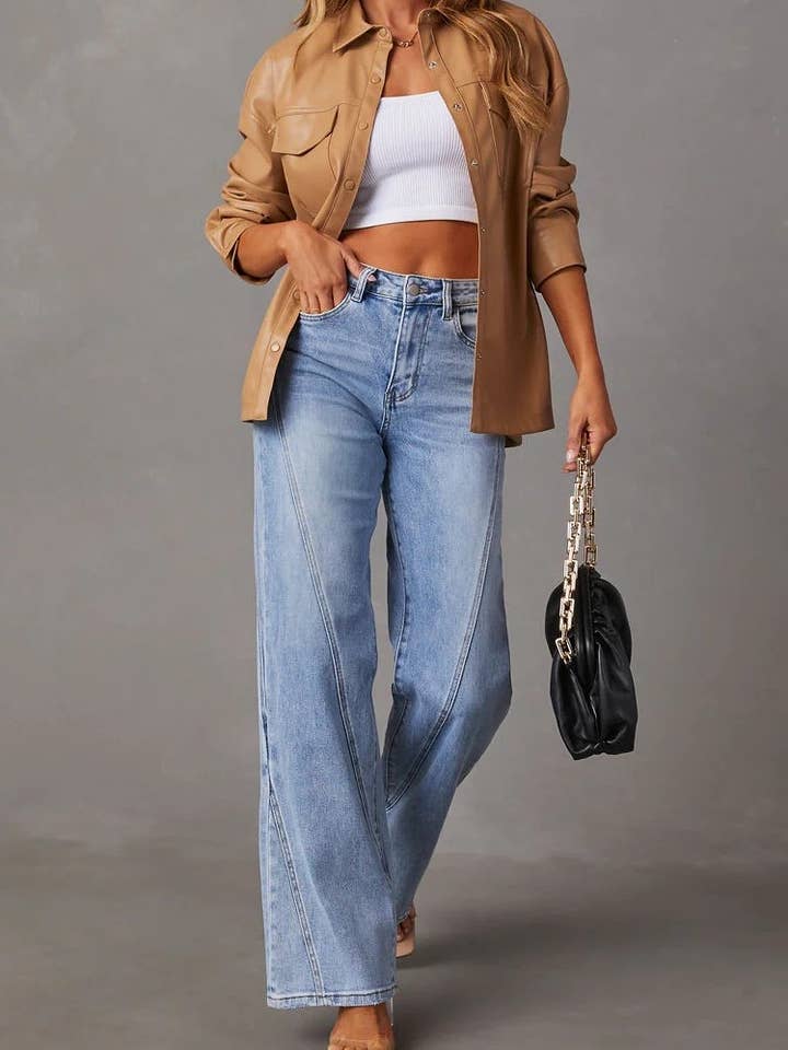 Damesbroek met hoge taille en rechte pijpen