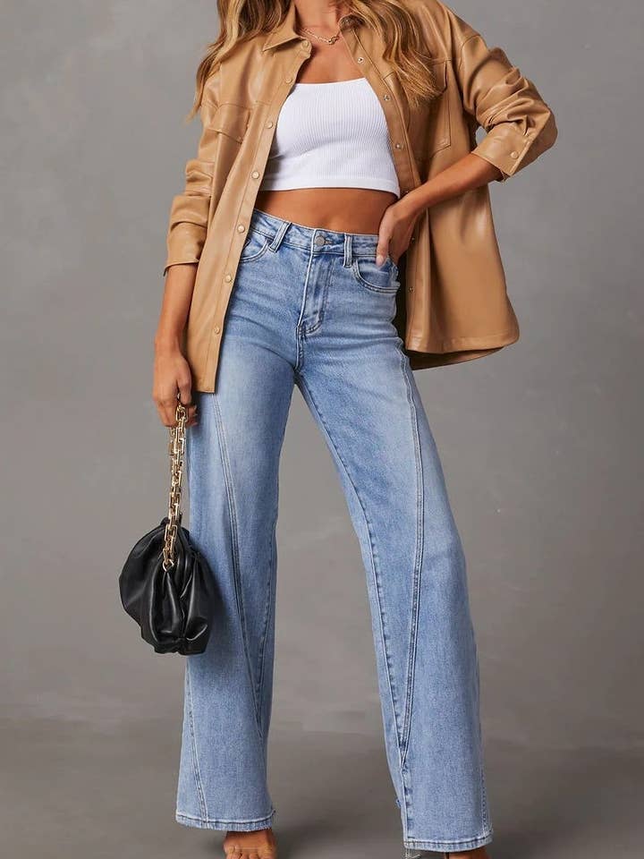 Damesbroek met hoge taille en rechte pijpen