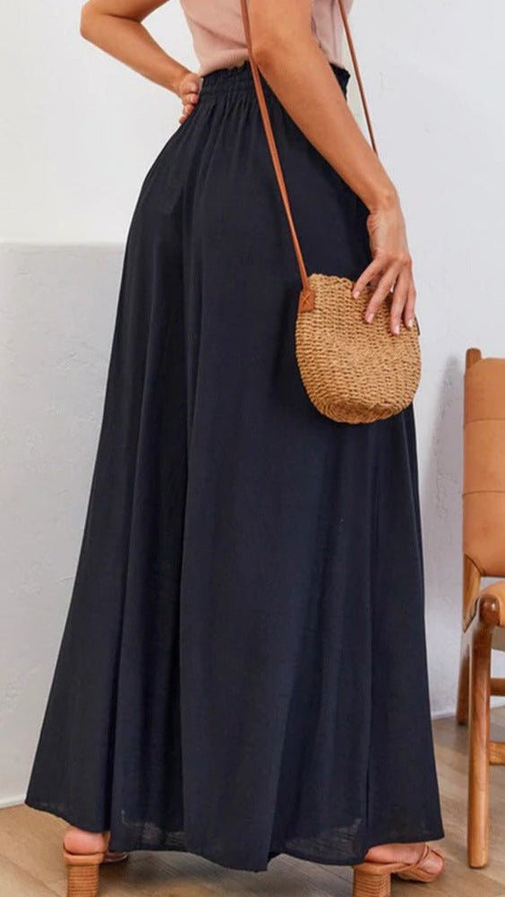 Damen Hose mit weitem Bein und elastischem Bund