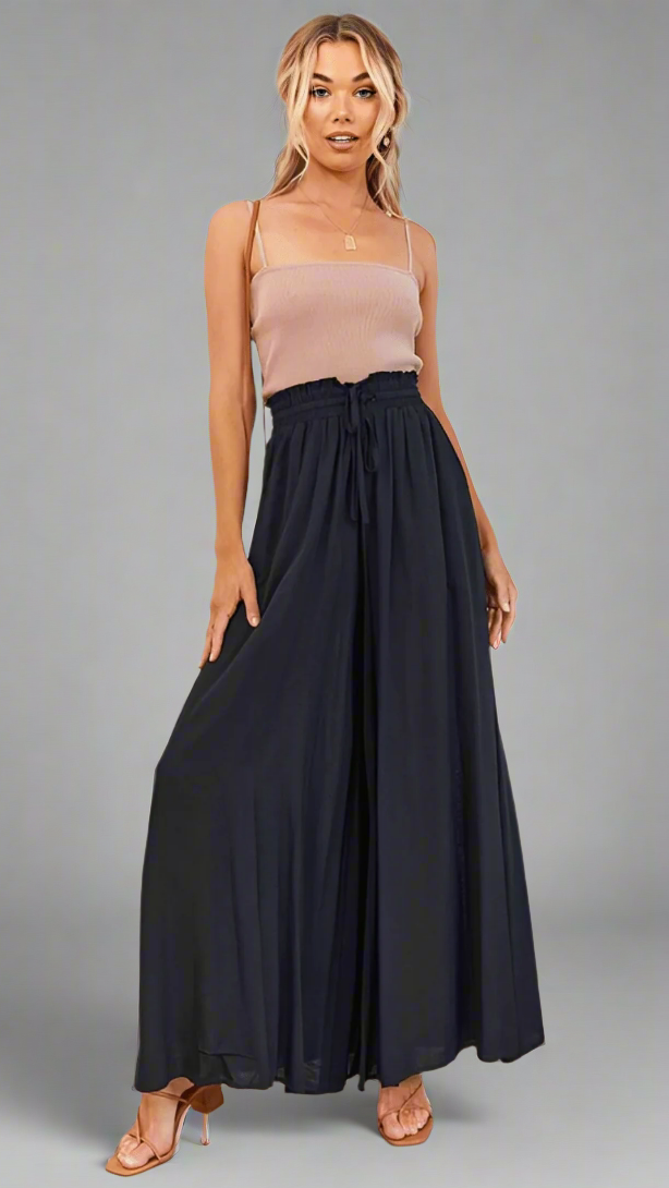 Damen Hose mit weitem Bein und elastischem Bund