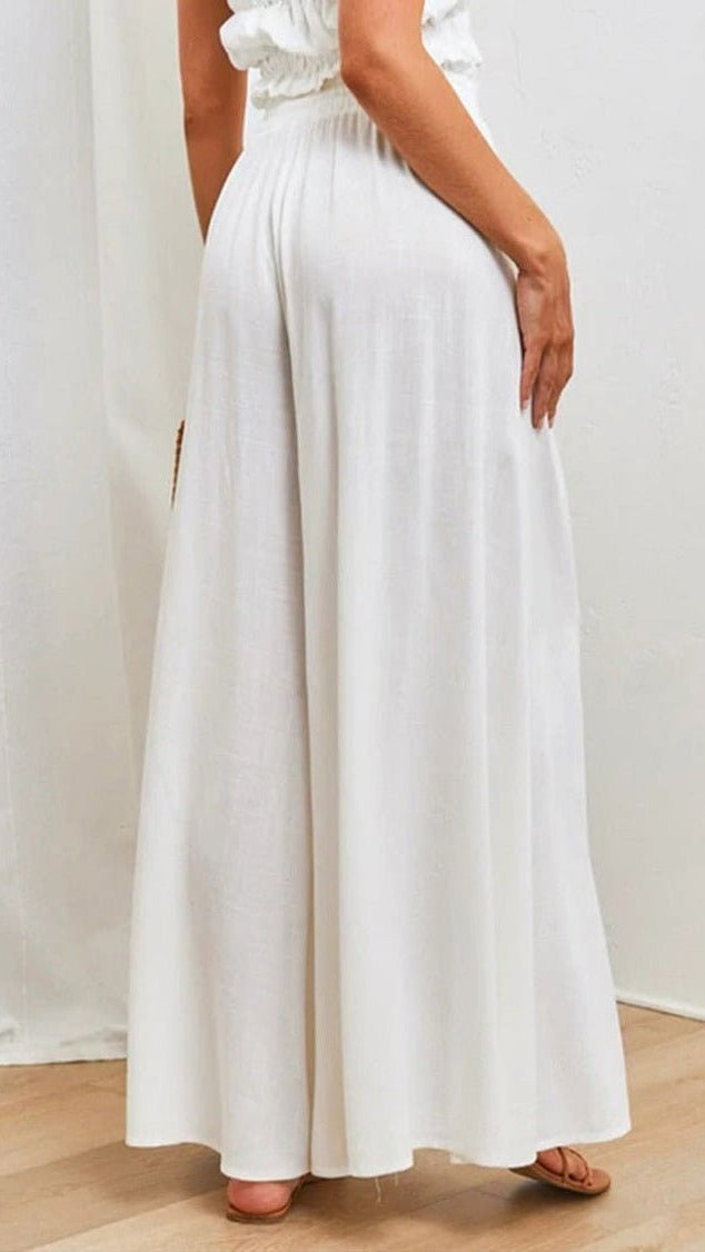 Damen Hose mit weitem Bein und elastischem Bund