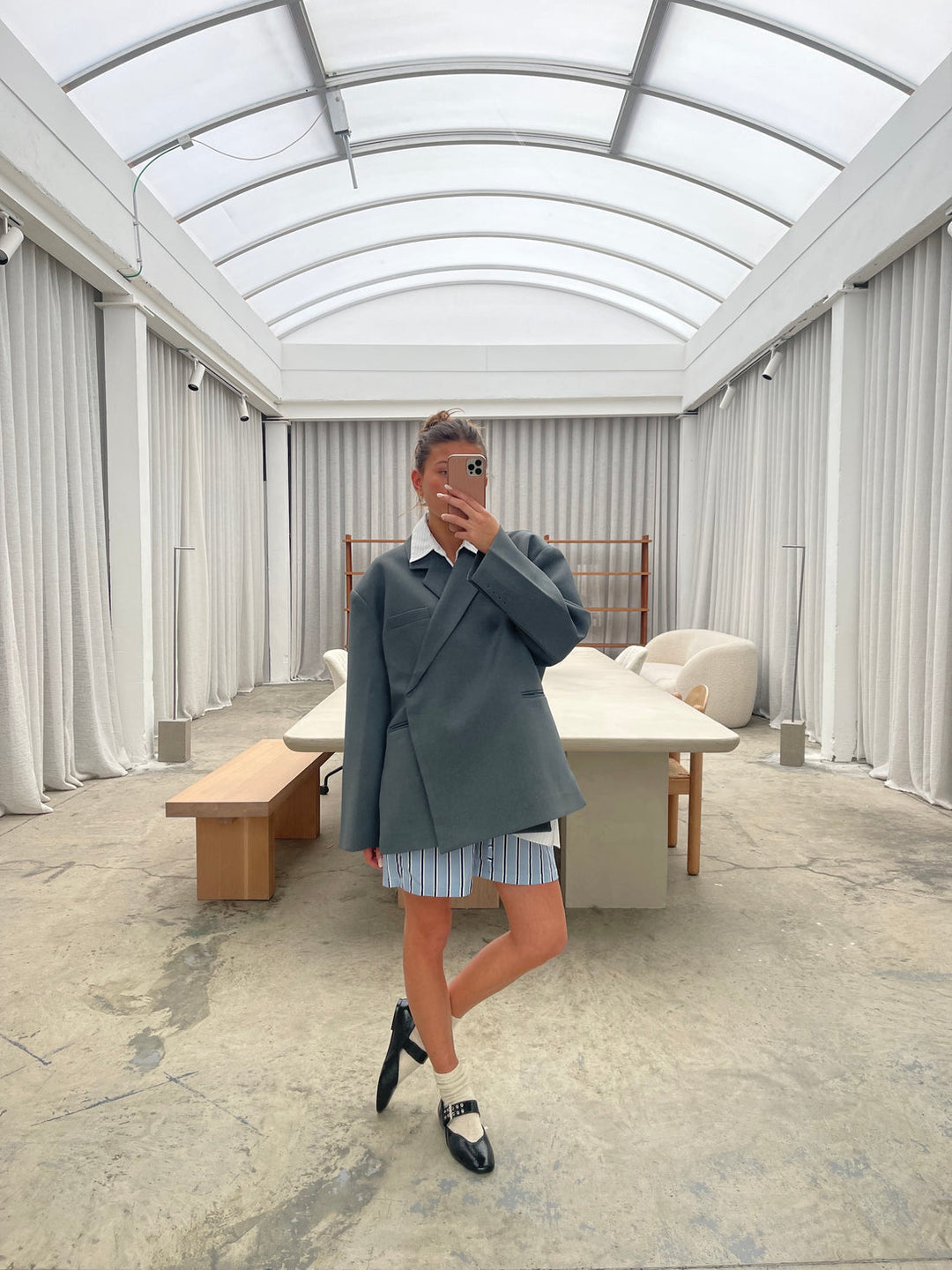 Damen Jacke mit Reverskragen und Einknopfverschluss