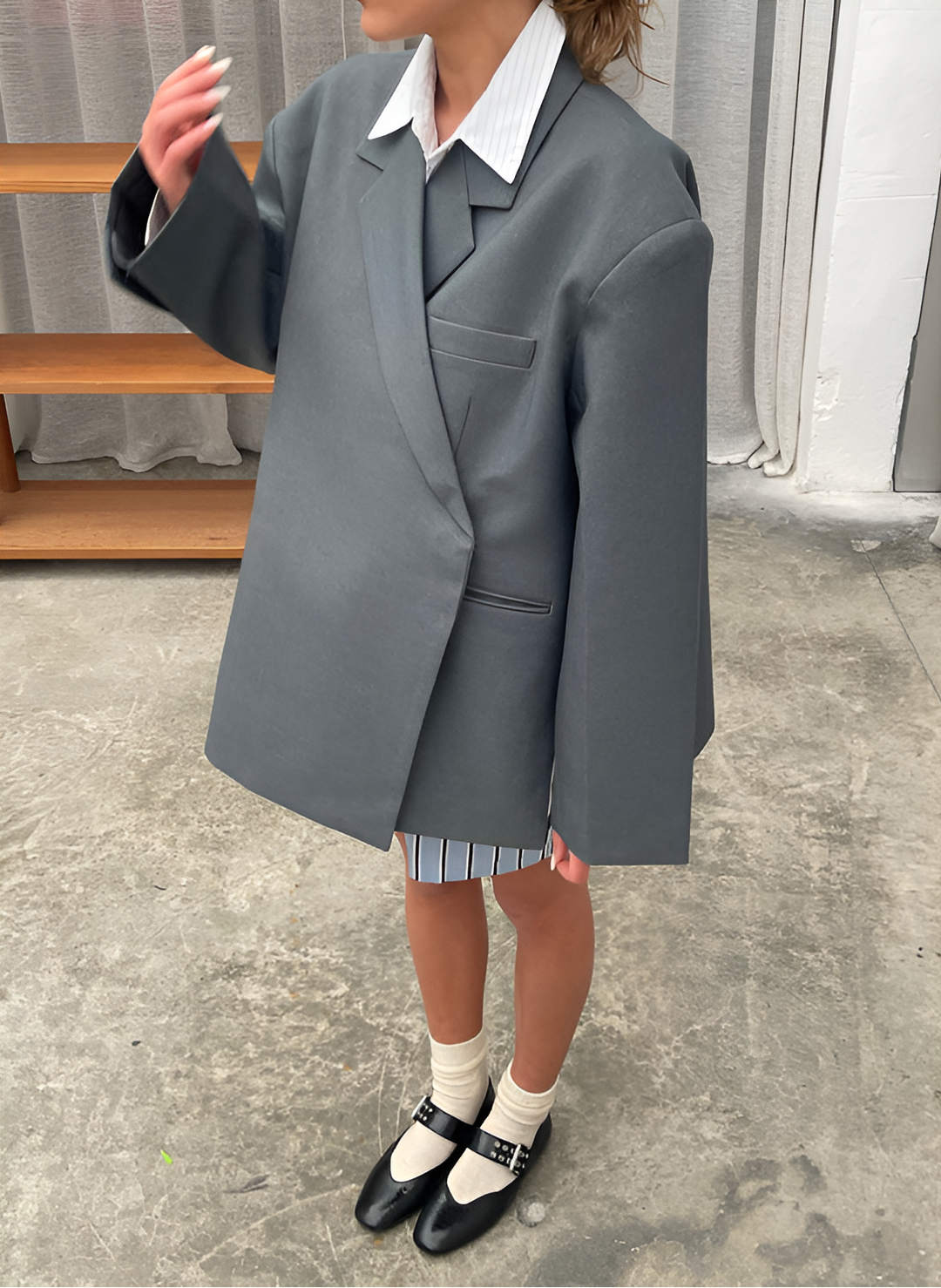 Damen Jacke mit Reverskragen und Einknopfverschluss