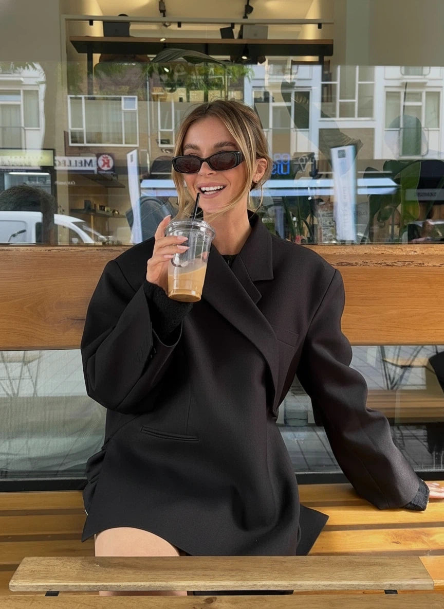 Damen Jacke mit Reverskragen und Einknopfverschluss