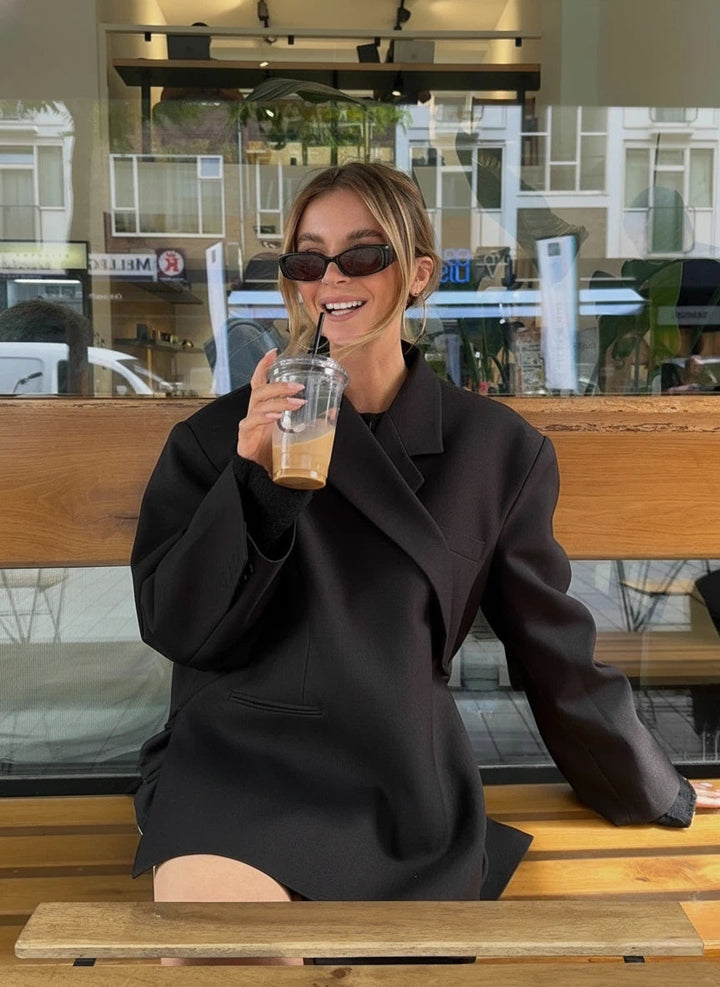 Damen Jacke mit Reverskragen und Einknopfverschluss