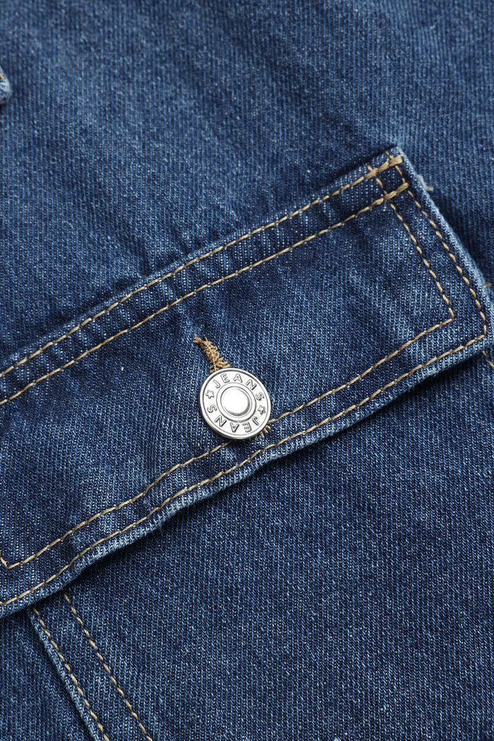 Damen Jeansjacke mit Bindegürtel und vier aufgesetzten Taschen