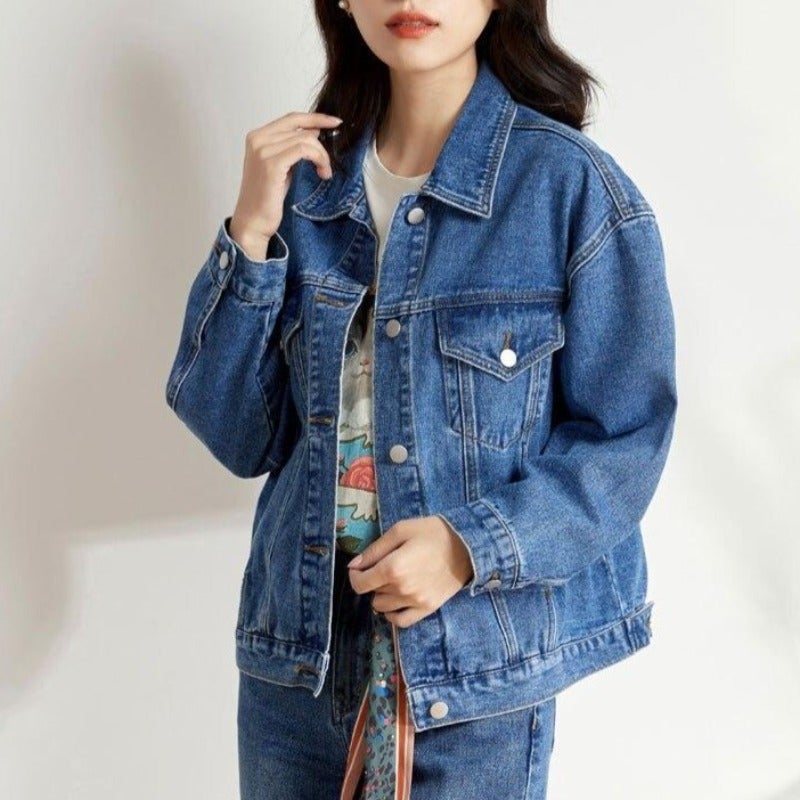 Damen Jeansjacke mit Brusttaschen und Seitentaschen