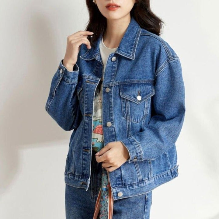 Damen Jeansjacke mit Brusttaschen und Seitentaschen