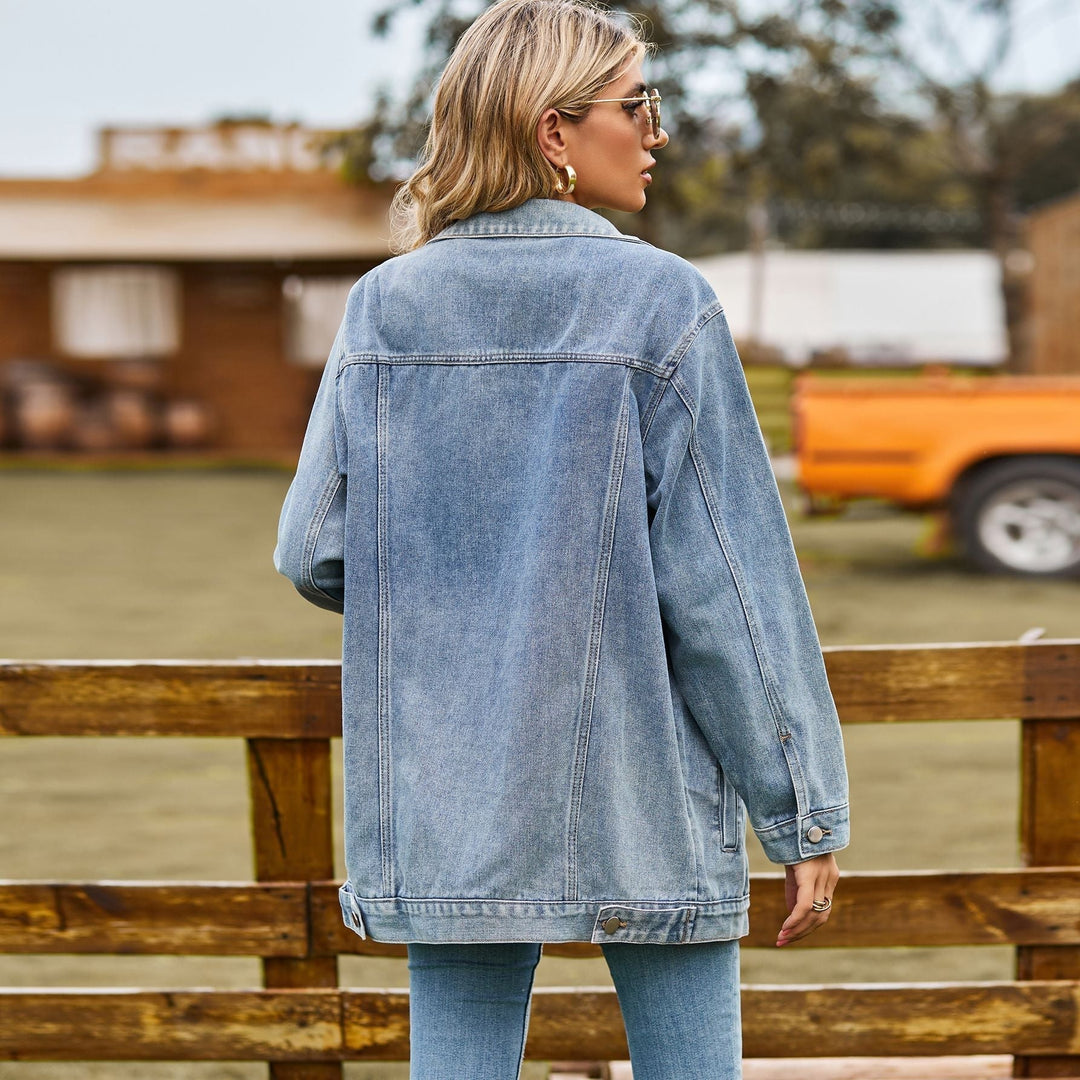 Damen Jeansjacke mit Knopfleiste und Seitentaschen