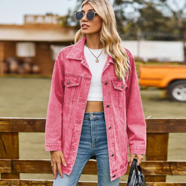 Damen Jeansjacke mit Knopfleiste und Seitentaschen