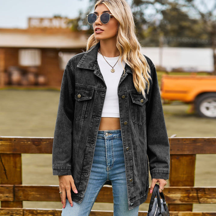 Damen Jeansjacke mit Knopfleiste und Seitentaschen