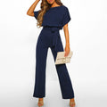 Damesjumpsuit met geplooide mouwen en strikceintuur