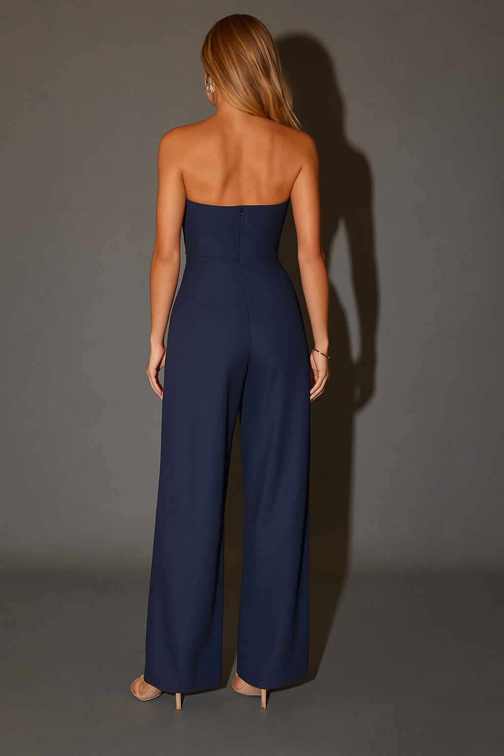 Damesjumpsuit met strapless top en rechte broekspijpen