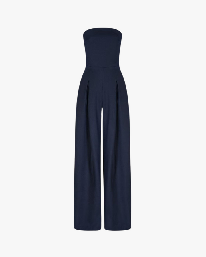 Damesjumpsuit met strapless top en rechte broekspijpen