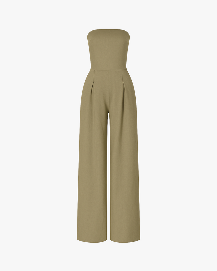 Damesjumpsuit met strapless top en rechte broekspijpen