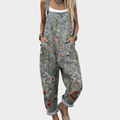 Damesjumpsuit met wildebloemenprint en zijzakken